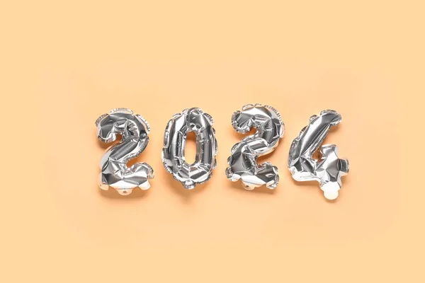 Figure 2024 Made Balloons Orange Background — Stock Photo, Image