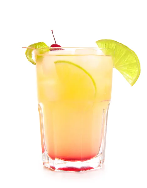 Bicchiere Gustoso Cocktail Mai Tai Sfondo Bianco — Foto Stock