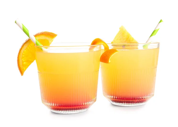 Gläser Leckerer Mai Tai Cocktail Auf Weißem Hintergrund — Stockfoto