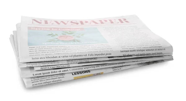 Stack Newspapers Isolated White Background — Stock Photo, Image