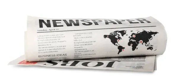 Rolled Newspaper Isolated White Background — Stock Photo, Image