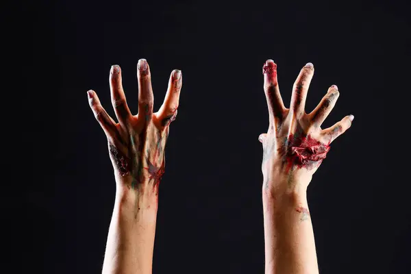 Zombie Mãos Fundo Preto Celebração Halloween — Fotografia de Stock