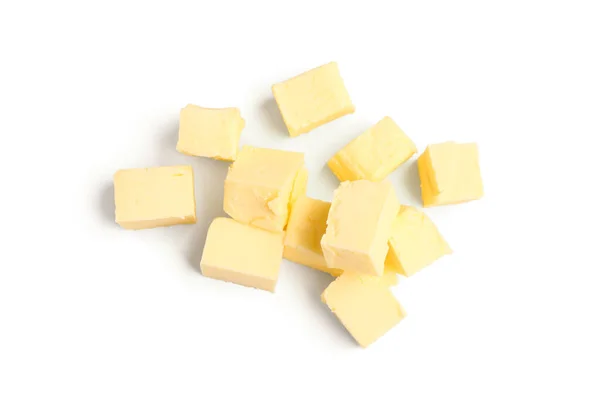 Pieces Fresh Butter White Background — Stock Photo, Image