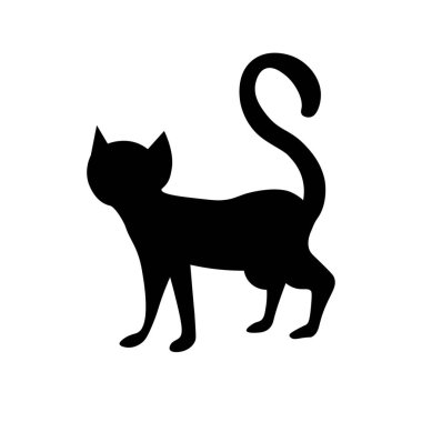 Beyaz arka planda siyah kedi silueti