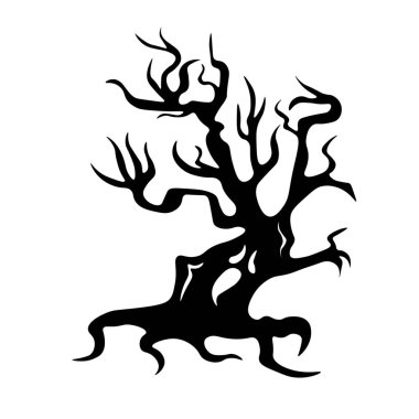 Beyaz arka planda ürkütücü canavar ağacı