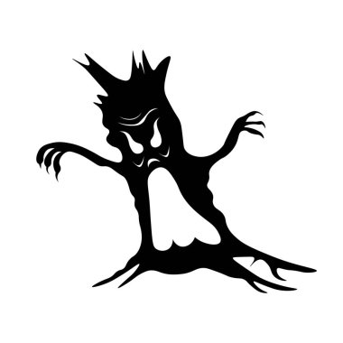 Beyaz arka planda ürkütücü canavar ağacı