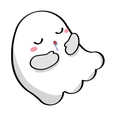 Beyaz arka planda tatlı uyuyan hayalet.