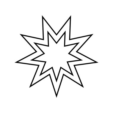 Beyaz arka planda dokuz köşeli yıldız. Bahai 'nin sembolü.