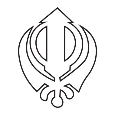 Beyaz arka planda Khanda. Sikizm 'in sembolü