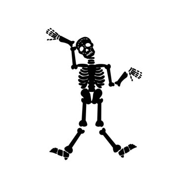 Beyaz arka planda komik iskelet