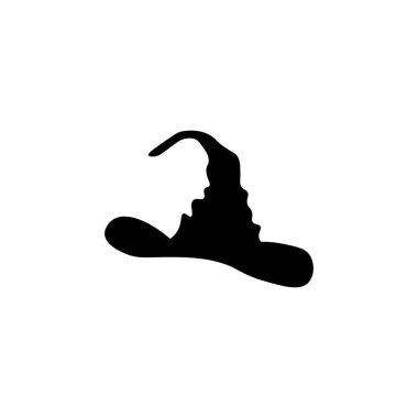 Beyaz arka planda cadının şapkasının silüeti