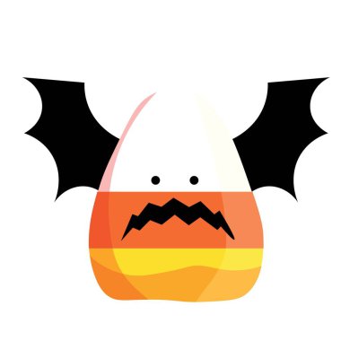 Beyaz arka planda yarasa kanatları olan ürkütücü Cadılar Bayramı mısır şekeri