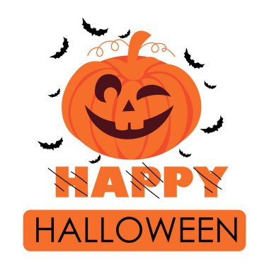 Beyaz arkaplanda oyulmuş balkabağı ve metin Mutlu Cadılar Bayramı