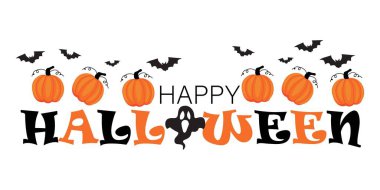 Beyaz arkaplanda Mutlu Cadılar Bayramı metni