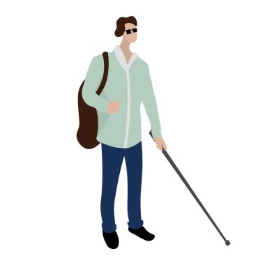 Beyaz arka planda kör adam