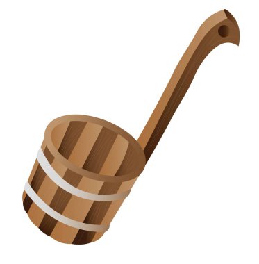 Beyaz arka planda ahşap sauna avcısı