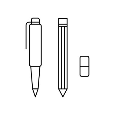 Beyaz arkaplanda kalem, silgi