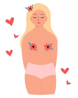 Beyaz arka planda külotlu güzel bir kadın. Jinekoloji konsepti