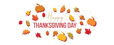 Şükran Günü 'nün bayrağını yapraklar ve balkabaklarıyla selamlıyorum.