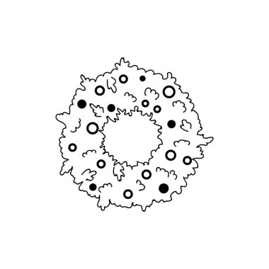 Beyaz arka planda güzel çizilmiş Noel çelengi