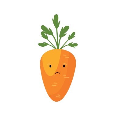 Beyaz arka planda şirin üzgün havuç