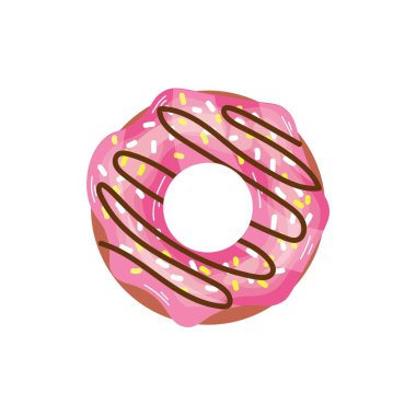 Beyaz arka planda pembe tatlı donut