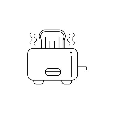 Ekmek dilimleri beyaz arkaplanda çizilmiş tost makinesi