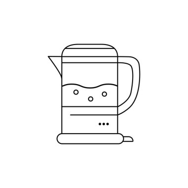 Beyaz arkaplanda elektrikli çaydanlık çizildi