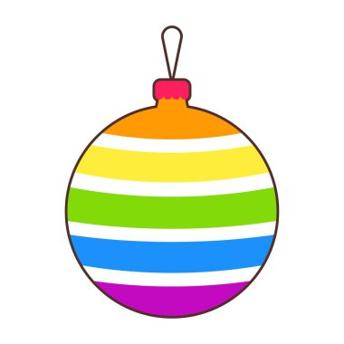 Beyaz arka planda gökkuşağı Noel topu. LGBT kavramı