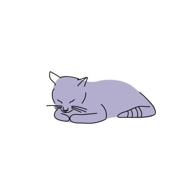 Şirin kedi beyaz arka plan üzerinde yalan