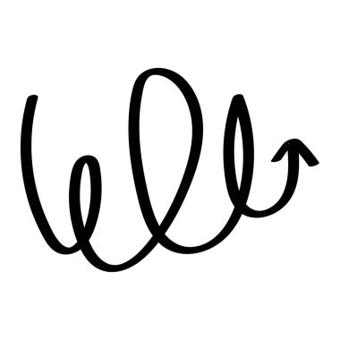 Beyaz arkaplanda eğri ok