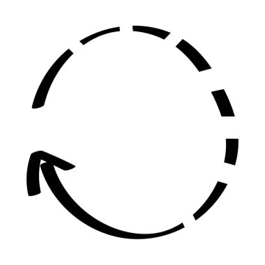 Beyaz arkaplanda kesikli dairesel ok