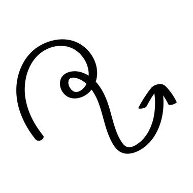 Beyaz arkaplanda eğri ok