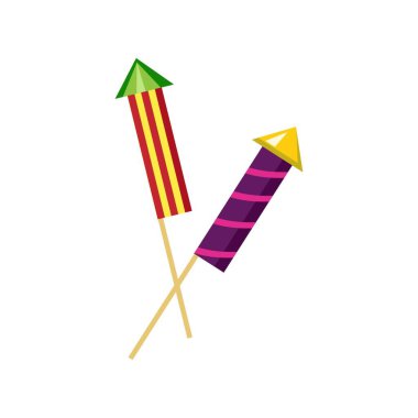 Beyaz arka plan üzerinde renkli havai fişek