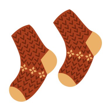 Beyaz arka planda sıcak örülmüş çoraplar.