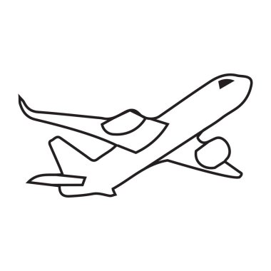 Beyaz arkaplanda çizilmiş uçak