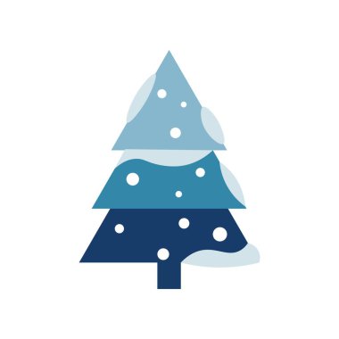 Beyaz arka planda kar olan güzel noel ağacı