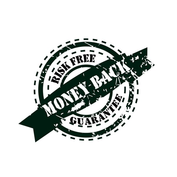 Возврат денег печать гарантии на белом фоне