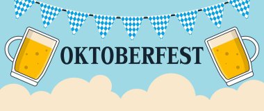 Oktoberfest için bira kupalarıyla pankart
