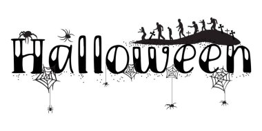 Beyaz arkaplanda Cadılar Bayramı Metni