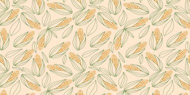 Pek çok mısır koçanı hafif arka planda çizildi. Tasarım için desen