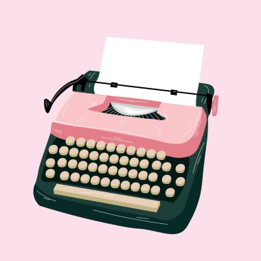Açık pembe arkaplanda klasik daktilo