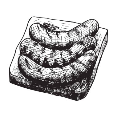 Beyaz arka planda lezzetli ızgara sosisler