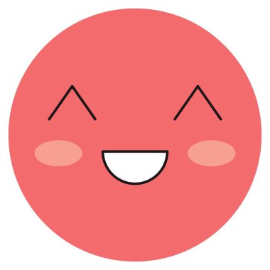 Beyaz arkaplanda kırmızı tatmin edilmiş ifade