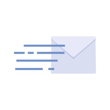 Beyaz arkaplanda uçan zarf