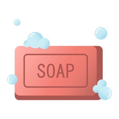 Soap bar with bubbles on white background