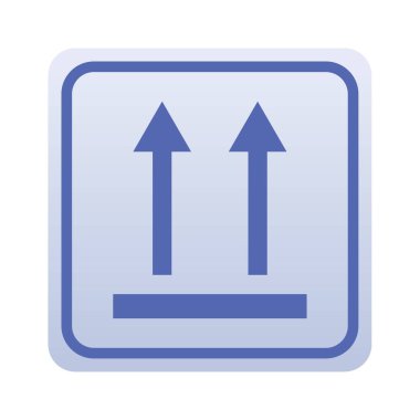 Beyaz arkaplan üzerinde yukarı bakan iki ok ile ambalaj sembolü