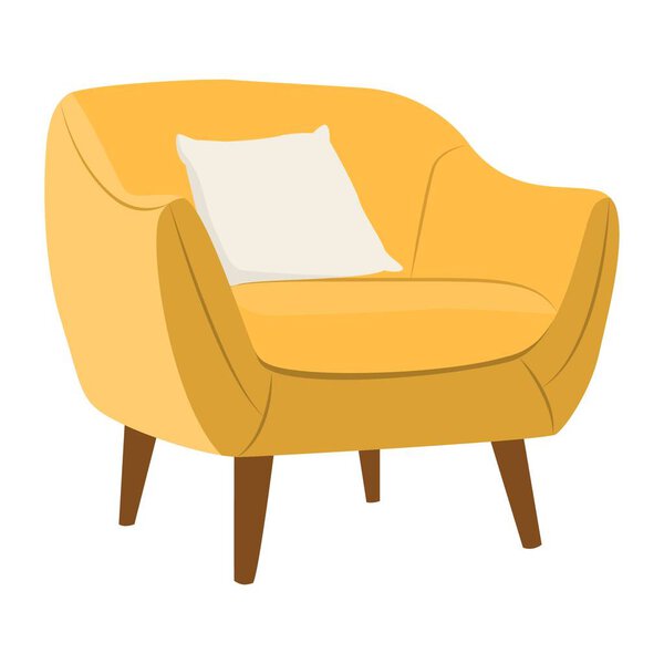 Yellow armchair on white background