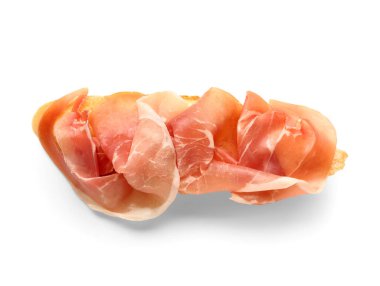 Beyaz arka plan üzerinde prosciutto ile lezzetli sandviç