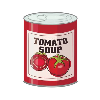 Beyaz zemin üzerinde konserve domates çorbası